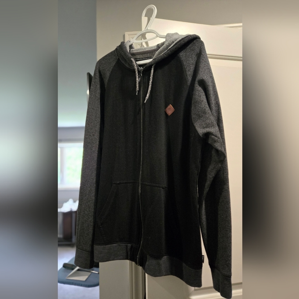 O'Neill Black and Gray Zip Up Sweater